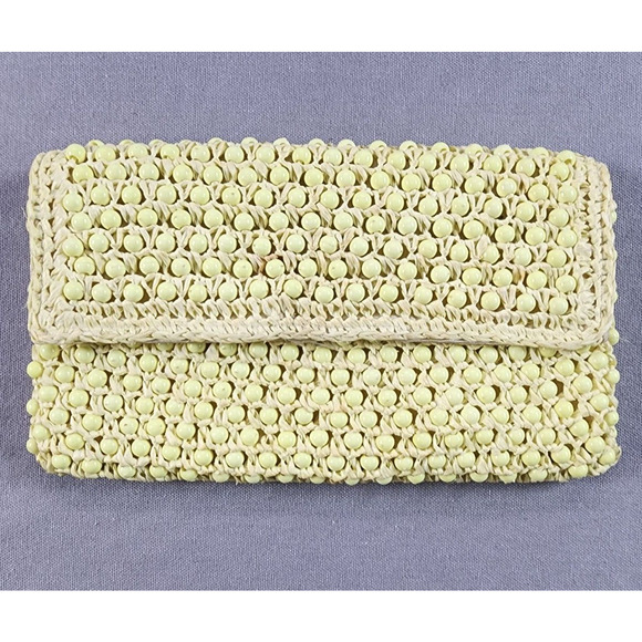 Unbranded Handbags - Vintage Beaded Clutch Purse Yellow Vacation Beach Resort Made in Italy READ